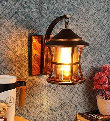 GreyWings Bronze Antique Metal & Glass Wall Light for Home, Hallway & Balcony – Vintage Sconce, (Bulb is not Included), Pack of 1 - Image 5