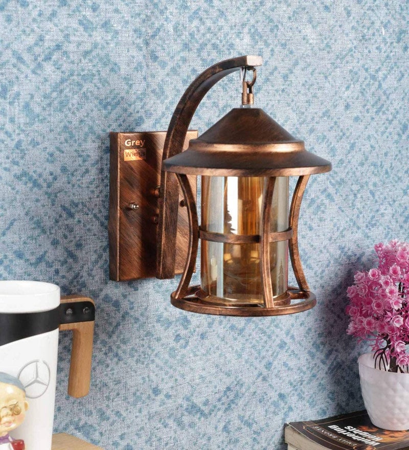 GreyWings Bronze Antique Metal & Glass Wall Light for Home, Hallway & Balcony – Vintage Sconce, (Bulb is not Included), Pack of 1 - Image 4