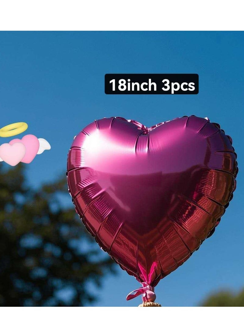 على شكل قلب 18 بوصة بالون وردي ساخن، بالون مستدير من اللاتكس بالترتر لعيد الحب وحفلات أعياد الميلاد وحفلات الزفاف والخطوبة والديكور الرومانسي - Image 2
