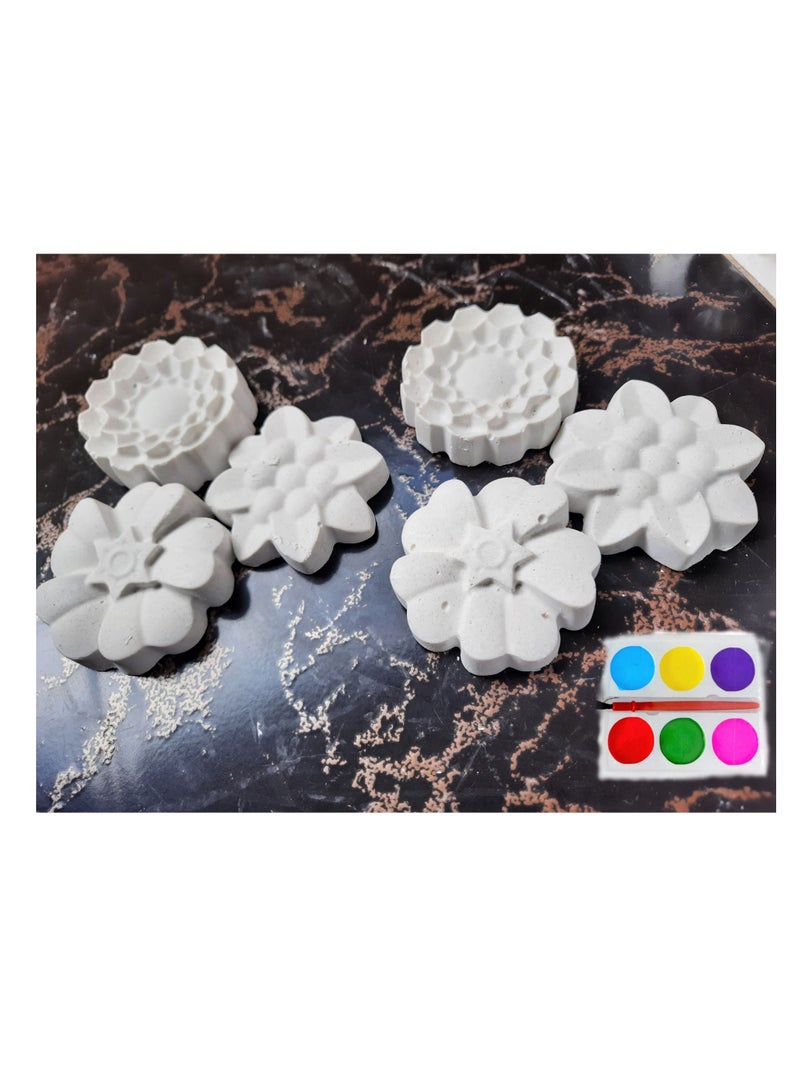 Gypsum shapes for coloring (flowers) 6 pieces - Image 1