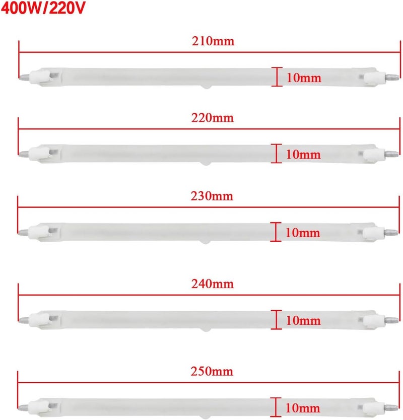 Quartz Tube Heating Element For Halogen Tube Heater Tube Straight Plug Quartz Infrared Tube Heating Elements(210mm) - Image 4