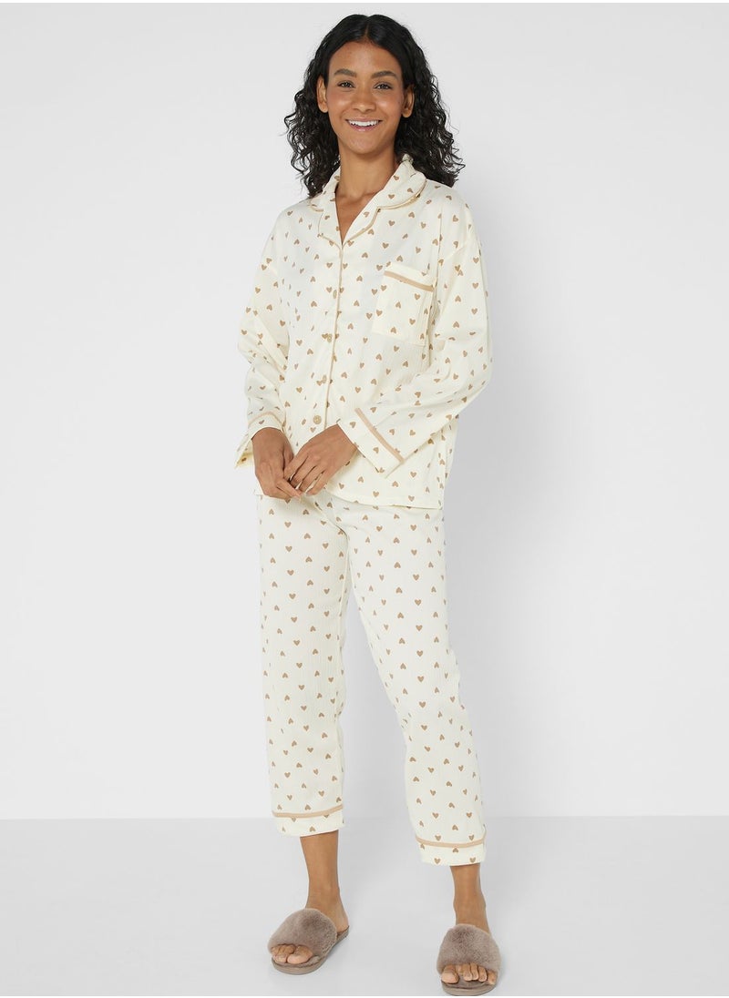 Ginger - Heart Print Pyjama Set - Image 1