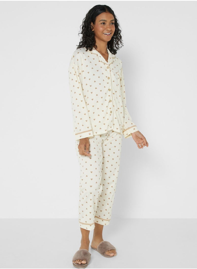Ginger - Heart Print Pyjama Set - Image 1