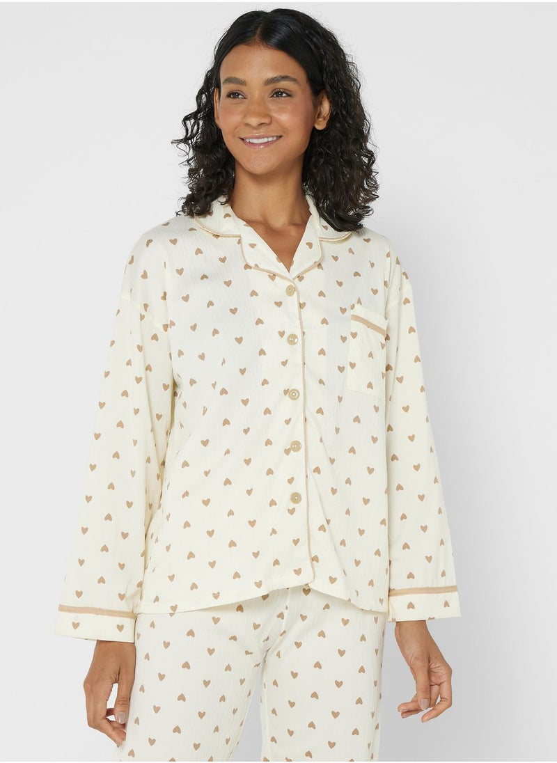 Ginger - Heart Print Pyjama Set - Image 1