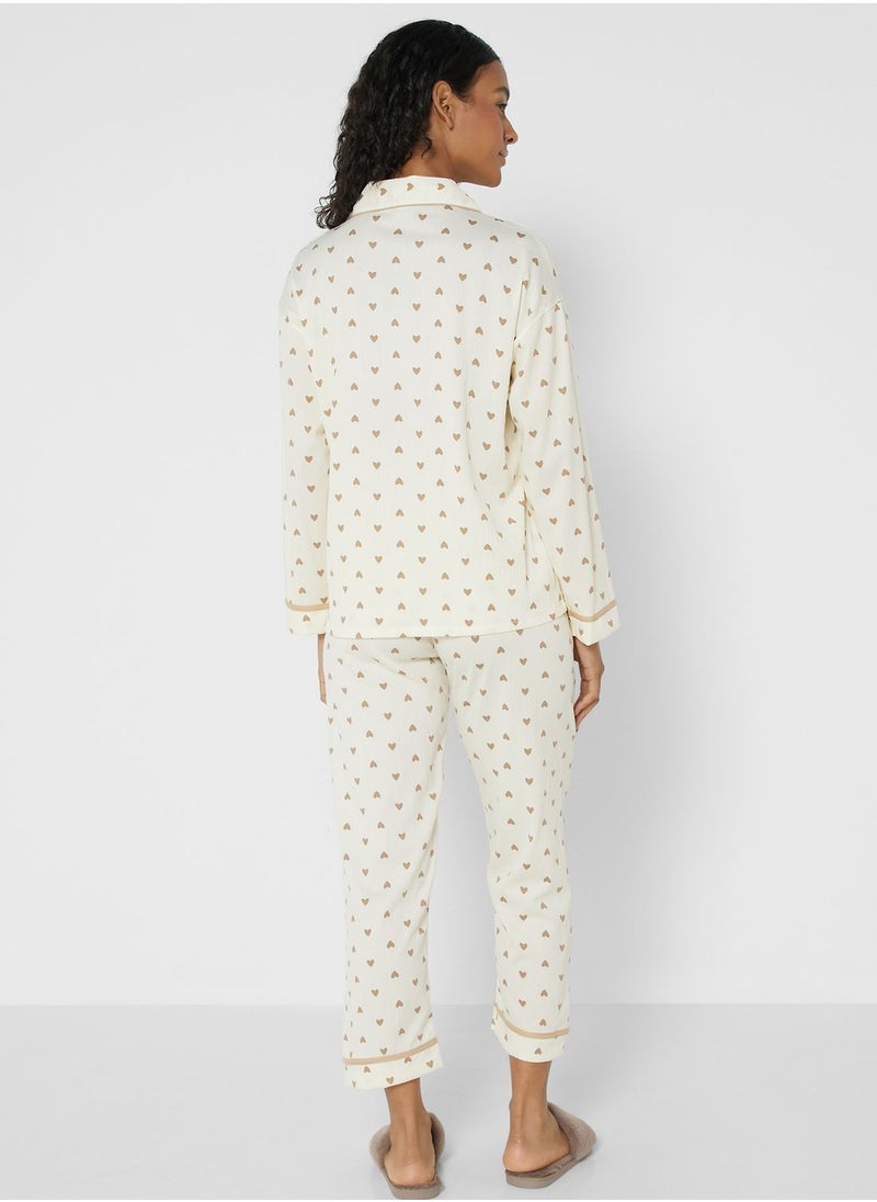 Ginger - Heart Print Pyjama Set - Image 1