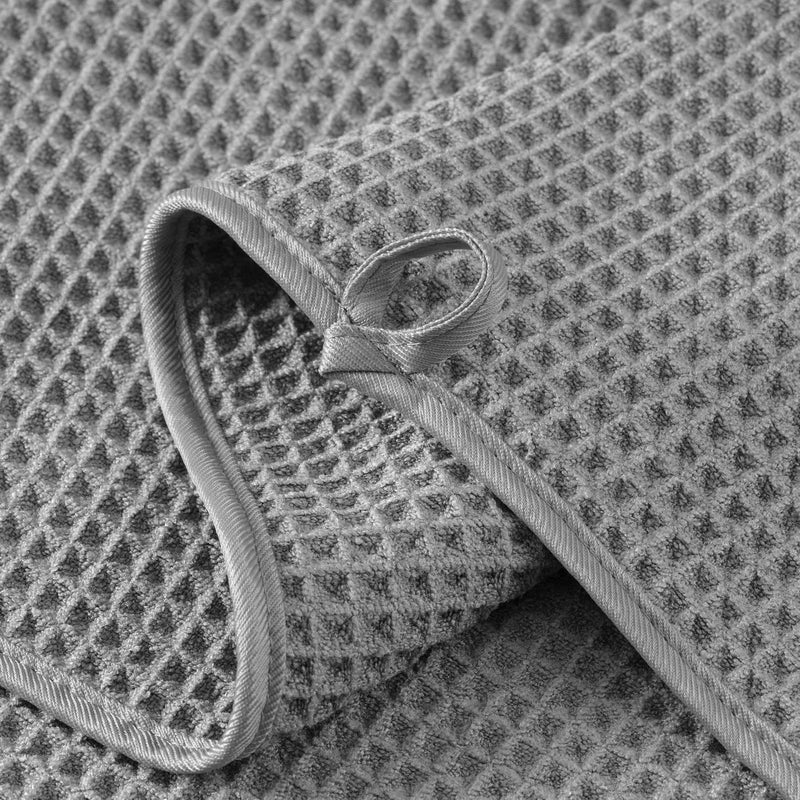 MICROFI Microfiber Waffle Face Towels, 2 Pieces, Soft, Absorbent, Fast Drying, Lint Free 430 GSM (Gray) - Image 3