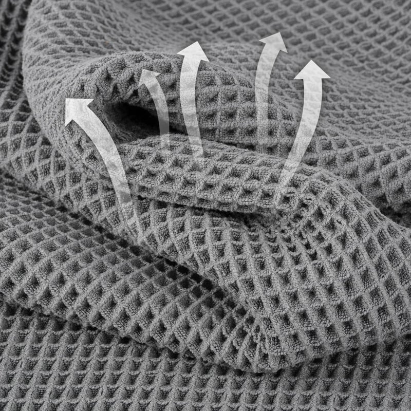 MICROFI Microfiber Waffle Face Towels, 2 Pieces, Soft, Absorbent, Fast Drying, Lint Free 430 GSM (Gray) - Image 2