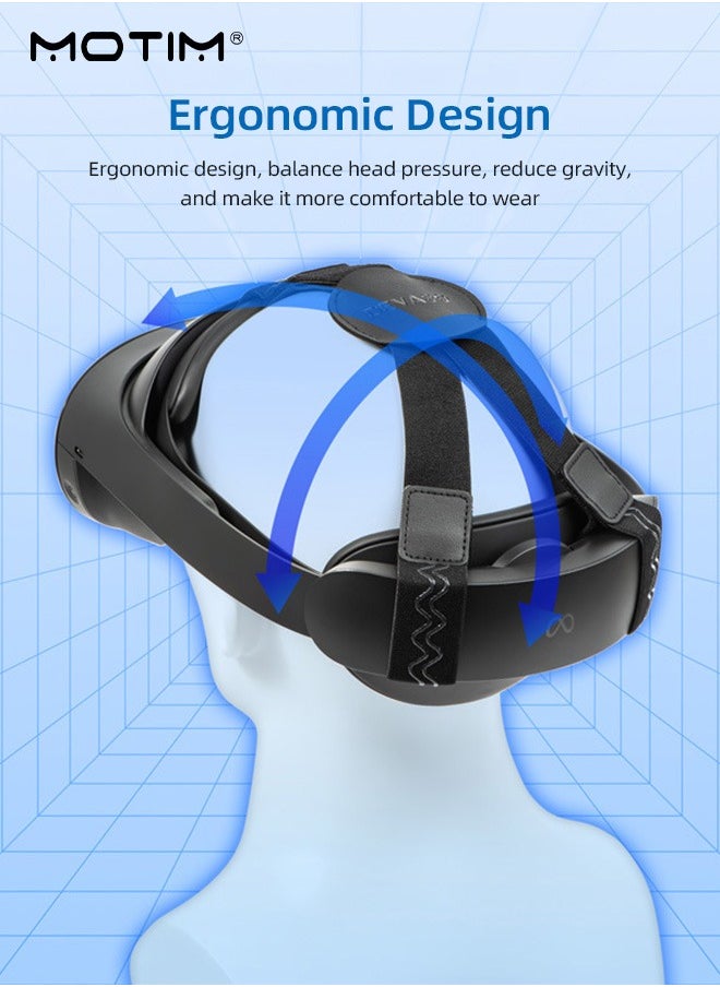 Motim Meta Quest Pro VR Head Strap, Adjustable Comfortable Headsets Holder Replacement Strap, Soft Cushion Reduced Pressure for Meta Quest Pro /Meta Quest 2/Meta Quest 3 /PICO 4  - Image 3