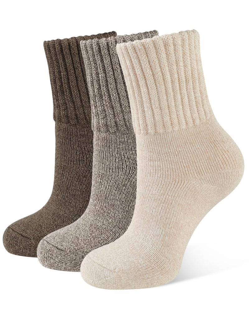 CLOSEMATE Boot Socks for Women Winter Thick Socks Warm Crew Socks Gift for Women 3 Pairs(Coffee Assorted-001) - Image 1
