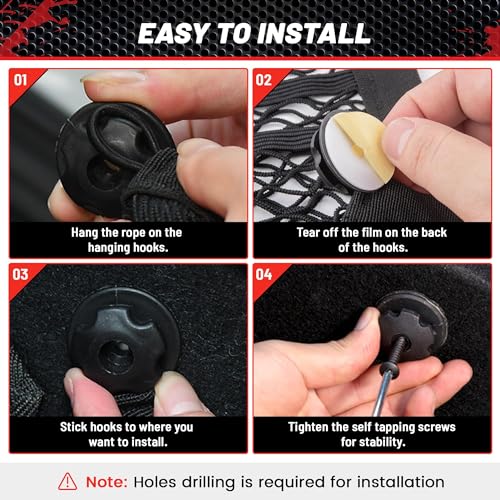 RED WOLF شبكة تخزين مرنة صغيرة من RED WOLF بطبقتين 2 قطعة 14×10 بوصة لتنظيم السيارة - Image 3