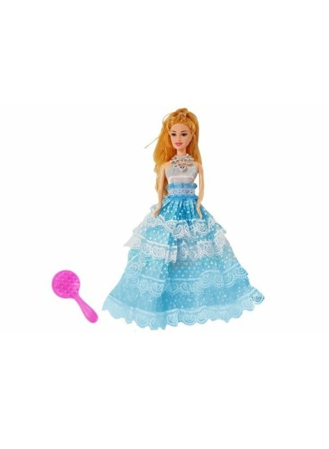 child toy Princess doll Blue Dress With A Hairbrush For Kids - Image 2