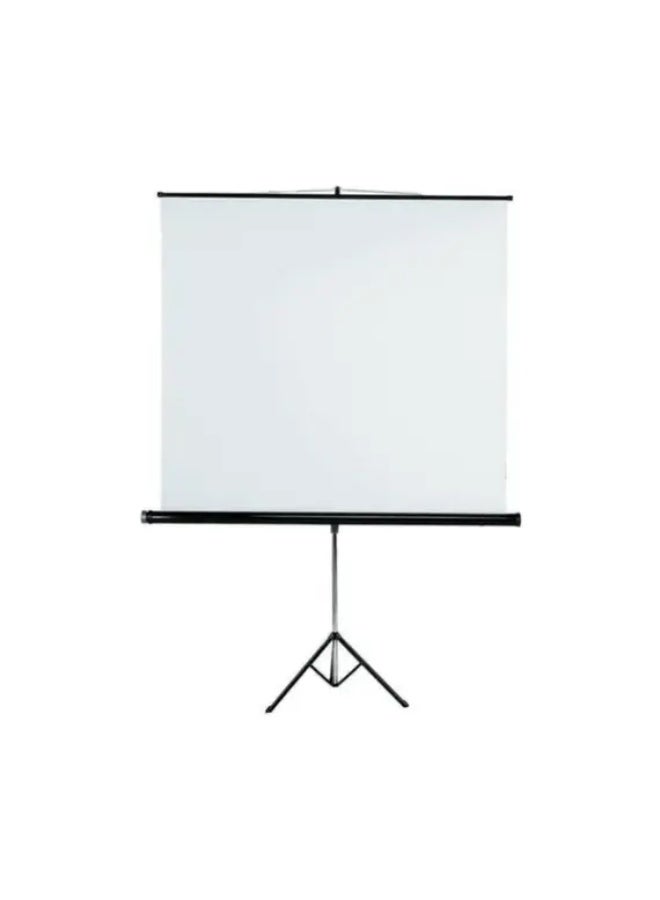 Tripod Projector Screen, 200 × 200 cm (112-inch diagonal), Matte White Surface, Portable Stand Design, Adjustable Height, Metal Housing, White