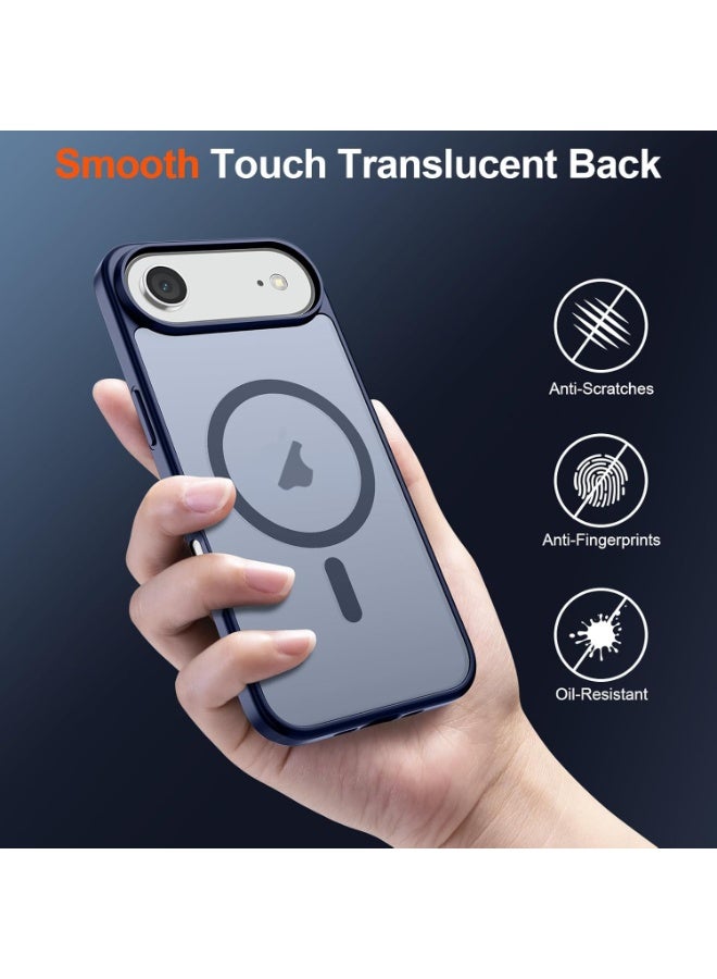 أكاليكس جراب مغناطيسي غير لامع لهاتف آيفون 17 إير، متوافق مع ماج سيف، غطاء فاخر مطلي، جراب حماية للهاتف مقاوم للصدمات مصنوع من مادة TPU الناعمة غير اللامعة | أزرق داكن - Image 5