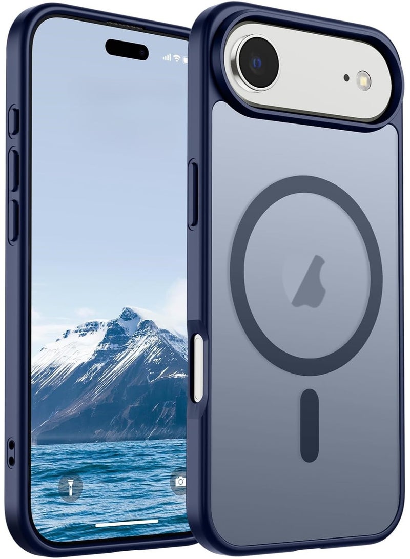 أكاليكس جراب مغناطيسي غير لامع لهاتف آيفون 17 إير، متوافق مع ماج سيف، غطاء فاخر مطلي، جراب حماية للهاتف مقاوم للصدمات مصنوع من مادة TPU الناعمة غير اللامعة | أزرق داكن - Image 1