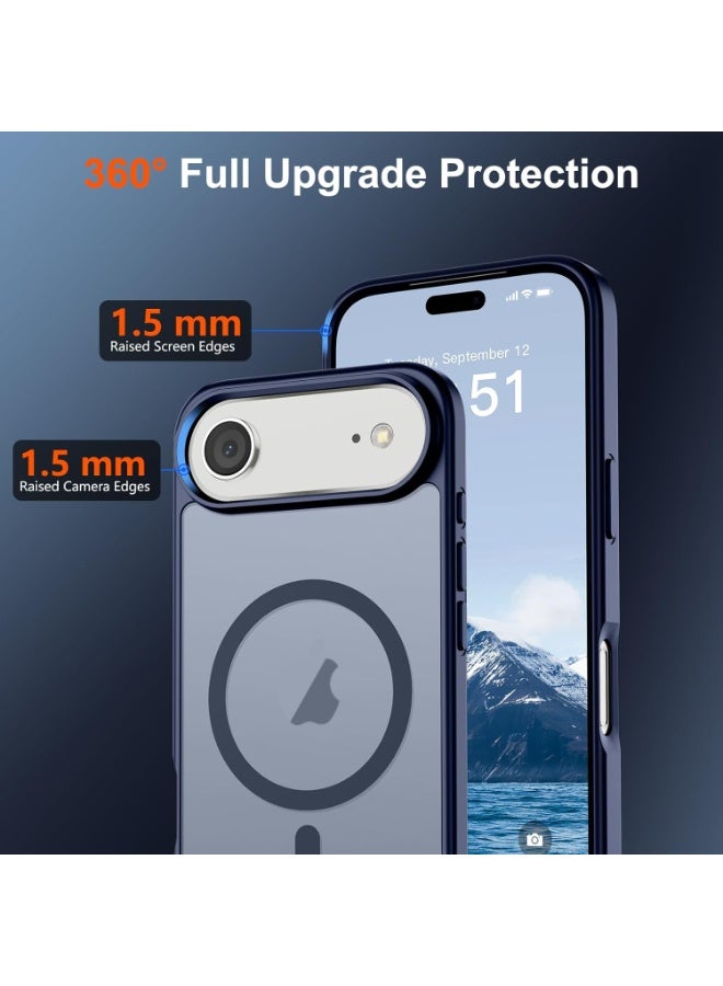 أكاليكس جراب مغناطيسي غير لامع لهاتف آيفون 17 إير، متوافق مع ماج سيف، غطاء فاخر مطلي، جراب حماية للهاتف مقاوم للصدمات مصنوع من مادة TPU الناعمة غير اللامعة | أزرق داكن - Image 2