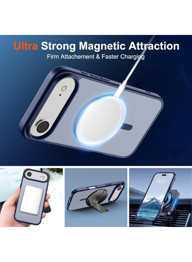 أكاليكس جراب مغناطيسي غير لامع لهاتف آيفون 17 إير، متوافق مع ماج سيف، غطاء فاخر مطلي، جراب حماية للهاتف مقاوم للصدمات مصنوع من مادة TPU الناعمة غير اللامعة | أزرق داكن - Image 4