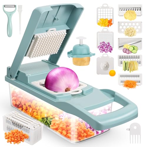 senbowe Ultra-Sharp 420-Grade Hardened Stainless Steel Onion Vegetable Chopper Dicer, 8 Interchangeable Blades, Includes Egg White Separator, Time Saver, 1 Year Warranty - Image 1