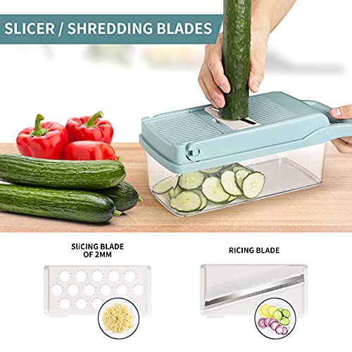 senbowe Ultra-Sharp 420-Grade Hardened Stainless Steel Onion Vegetable Chopper Dicer, 8 Interchangeable Blades, Includes Egg White Separator, Time Saver, 1 Year Warranty - Image 3