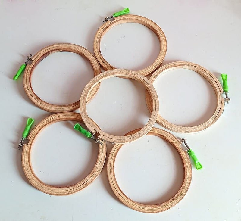 Wooden Embroidery Hoop Ring Frame 6 Pcs 5 inch  - Image 1