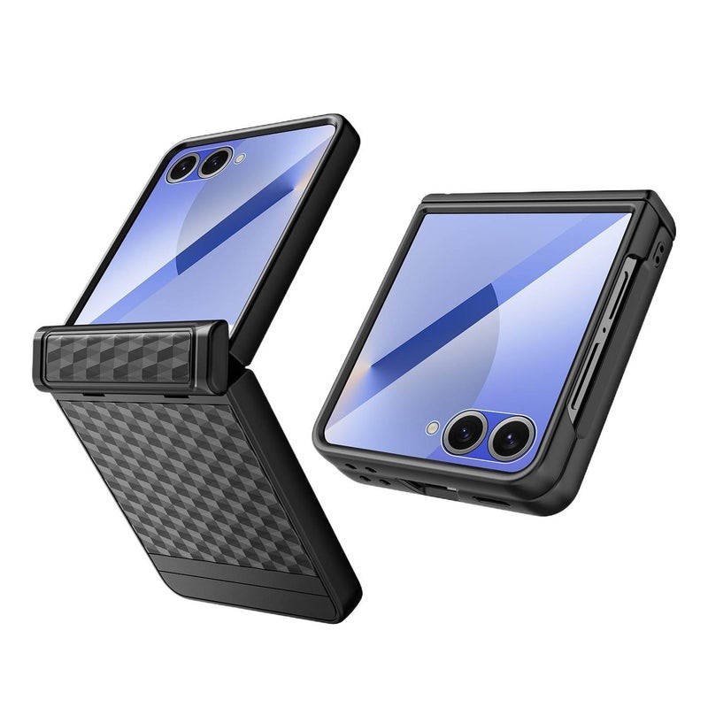 غطاء واقي بTPU باللون أسود من مادة TPU لـ Samsung Galaxy Z Flip 5 مع تغطية كاملة ومقاوم للخدش مع مقاوم للصدمات مع حماية من السقوط سهل التخزين عملي للاستخدام المتكرر سهل الحمل - Image 1