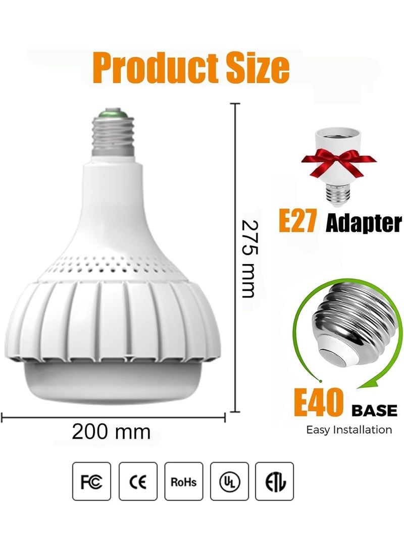 عيد الفصح . مصباح LED 100 واط E40 أبيض بارد (يعادل مصباح 800 واط) ، مصابيح LED مصباح صناعي مع محول E27 ، 13000 LM 6500 K 120 درجة زاوية شعاع مصباح LED اقتصادي لمصابيح الشارع ورشة عمل مخزن المصنع [فئة الطاقة أ] - Image 2