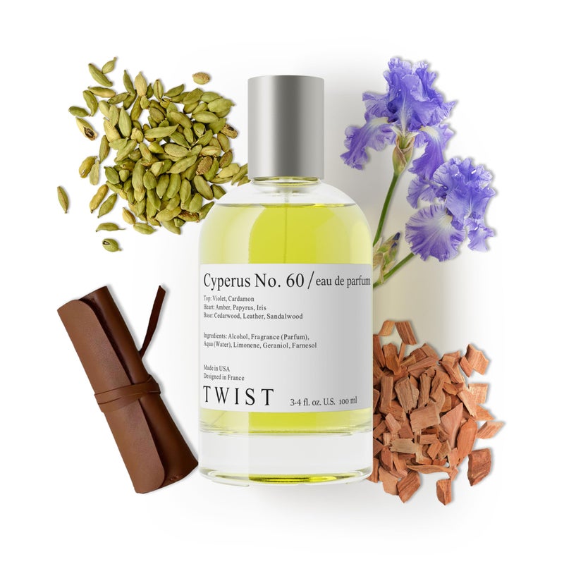 Twist - Cyperus No. 60 - Eau De Parfum Inspired by Santal 33, Long-Lasting Perfume For Women & Men, Sandalwood & Woods, Vegan, Clean Ingredients, Unisex, Fragrance - Spray 100 ml | 3.4 fl. oz. - Image 1