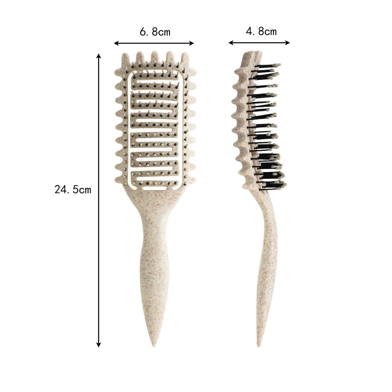 Yingbtr Curl Defining Brush,2024 Curly Hair Brush,Vented Hair Brush for Detangling, Shaping and Defining Curls For Women and Men Less Pulling (Beige) - Image 3