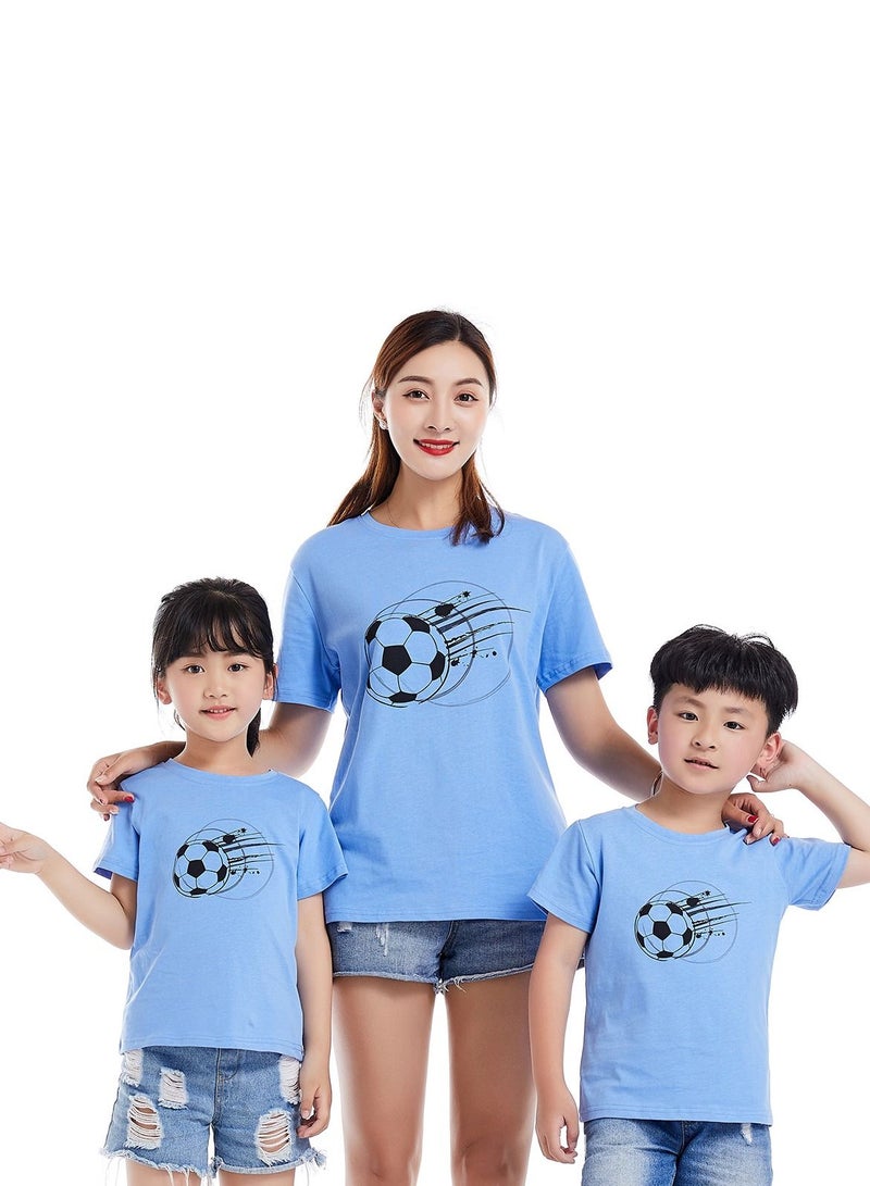 Unisex Family Couple Parent-Child clothing Football Pattern T-shirt Blue