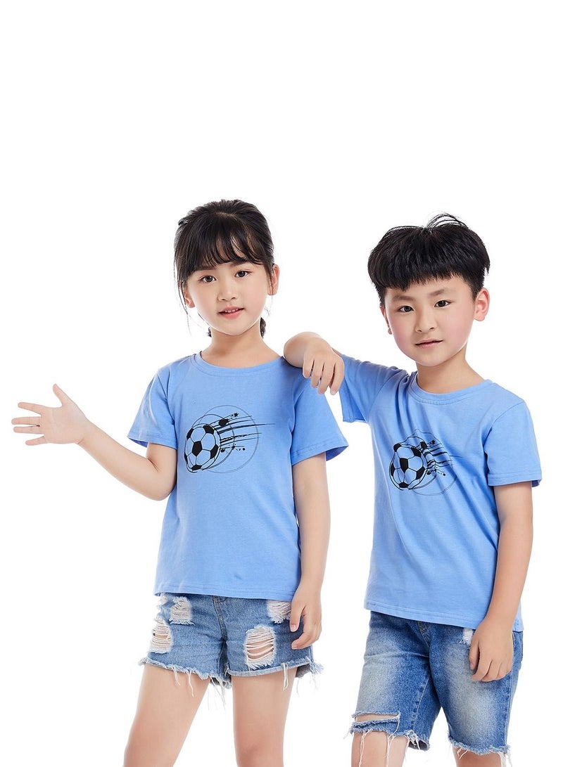 Unisex Family Couple Parent-Child clothing Football Pattern T-shirt Blue