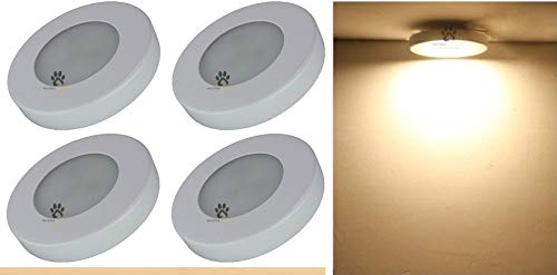 Mufasa 3 Watt White Body Ultra Thin 6CM Diameter Led Surface Panel, Cabinet,Slim Round Style Flush Mount Ceiling Lamp, Pack of 4 (Warm White)(Aluminium) - Image 1