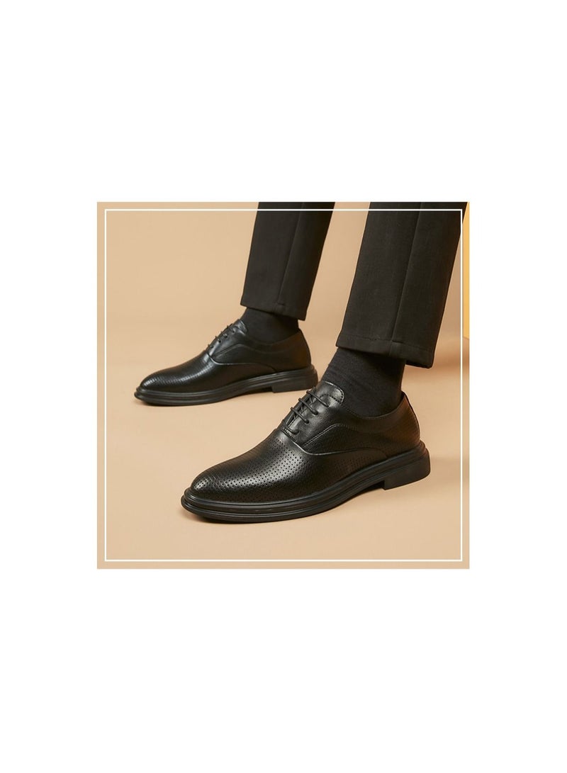Loquat Men Men's Business Formal Casual Ceather Shoes Black - Image 2