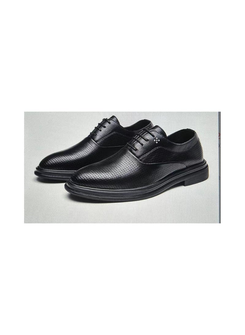 Loquat Men Men's Business Formal Casual Ceather Shoes Black - Image 1