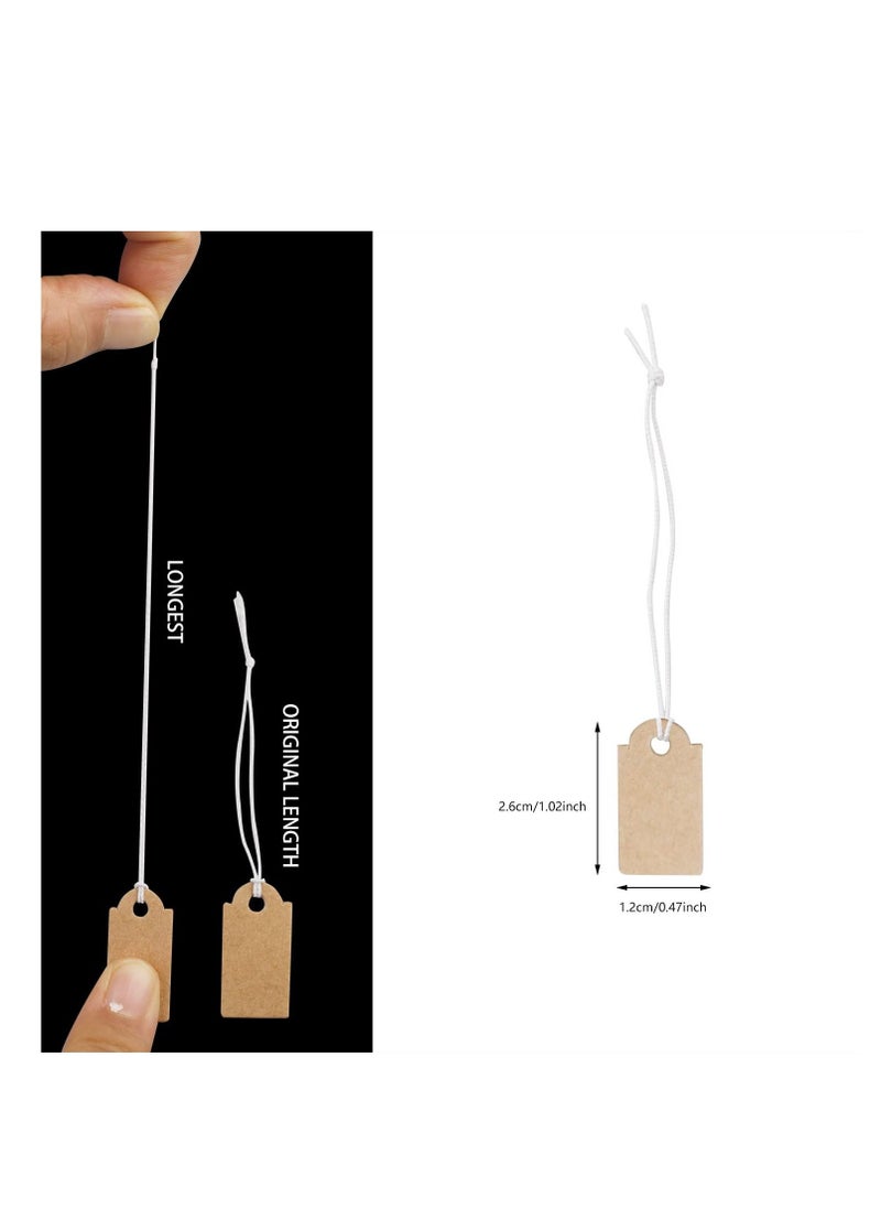 Y&D - 200 Pcs Mini Kraft Price Tags, Small Tags with Elastic String, Costume Jewelry Tag Labels, Gift (Brown, 1.02 x 0.47 inches) - Image 1