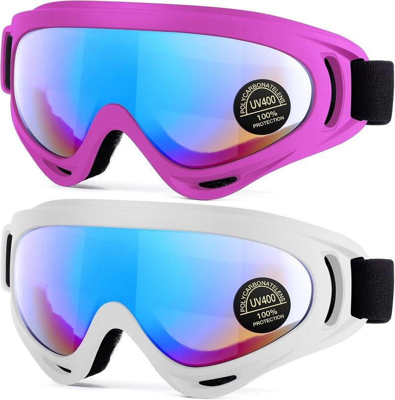 MAMBAOUT 2-Pack Snow Ski Goggles, Snowboard Goggles for Men, Women, Youth, Kids, Boys or Girls - Image 1