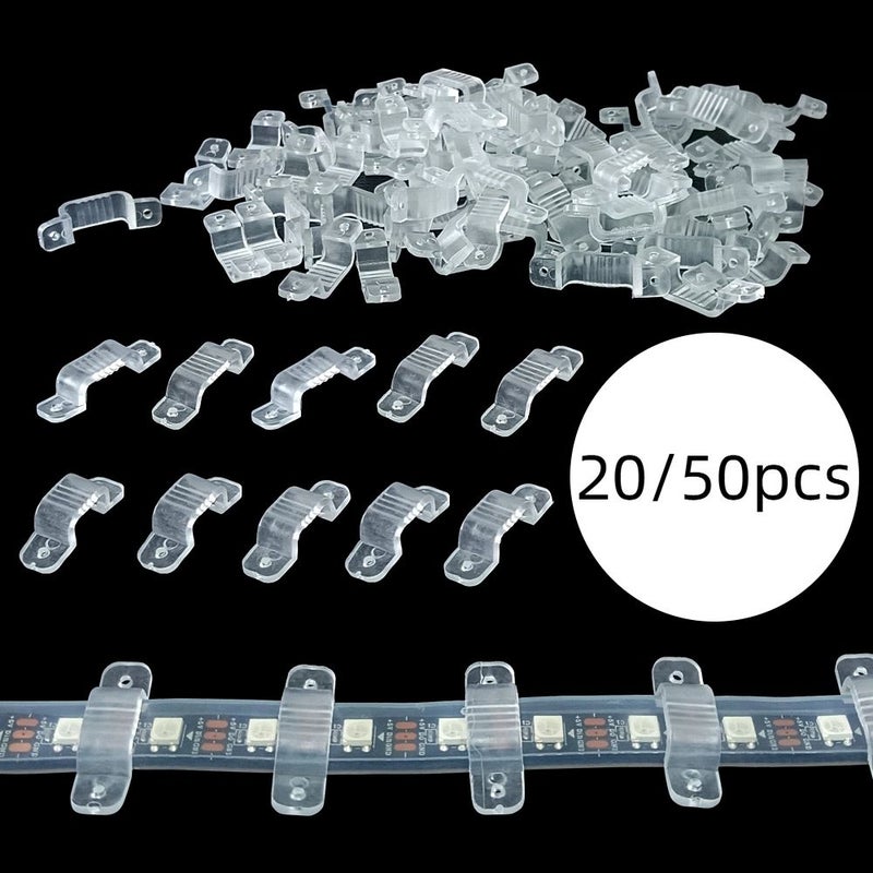 50 قطعة من المشابك البلاستيكية الشفافة المرنة لتثبيت شرائط LED للوحات العارية COB لديكورات الزفاف - Image 1