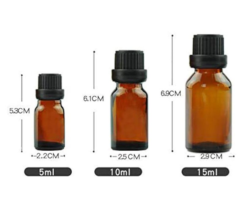 ericotry 6Pcs Refillable Empty Amber Glass Essential Oil Bottle Vials Attar Jars Bottles with Orifice Reducer and Black Screw Cap DIY Makeup Supplies Tool Accessories Perfume Aromatherapy size 10ml/0.34oz - Image 2