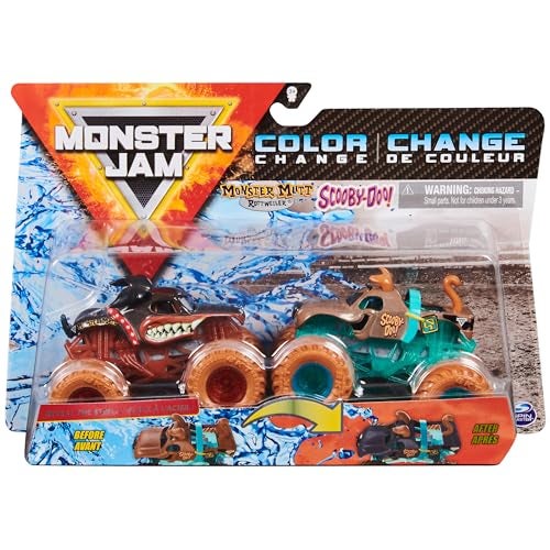 Monster Jam, Official Monster Mutt Rottweiler Vs. Scooby Doo Color-Changing Die-Cast Monster Trucks, 1:64 Scale - Image 1