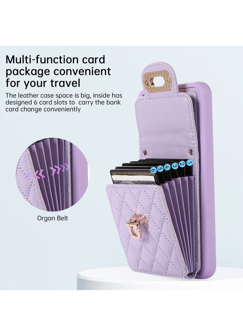 KASTWAVE Galaxy S23 Crossbody Wallet Case, Removable Shoulder Lanyard Strap Leather Phone Case with Credit Card Slot Holder Purse Case Gift for Women Compatible with Samsung Galaxy S23(Purple) - Image 2