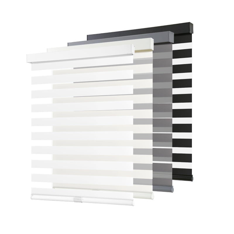 AOSKY Cordless Zebra Blinds for Windows Pull Down Roller Window Shades Dual Layer Light Filtering Privacy for Day and Night, Free-Stop Door Shades for Home Easy to Install (35" W X 72" H, White) - Image 1