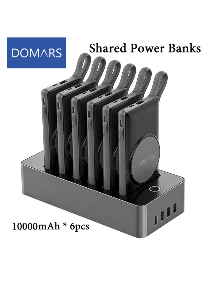 Domars Magnetic Power Bank 6-in-1 Charging Combo 6 X 10000mAh Magnetic Power Bank, 15W Magnetic Wireless Charging 22.5W Super Built-in Fast Charging Cable Type-C Cable LED Display, Includes Charging Cable, Travel Charger External Battery Pack Compatible With iPhone 17/16/15/14/13/12/11 Pro Max Series（Black） - Image 1