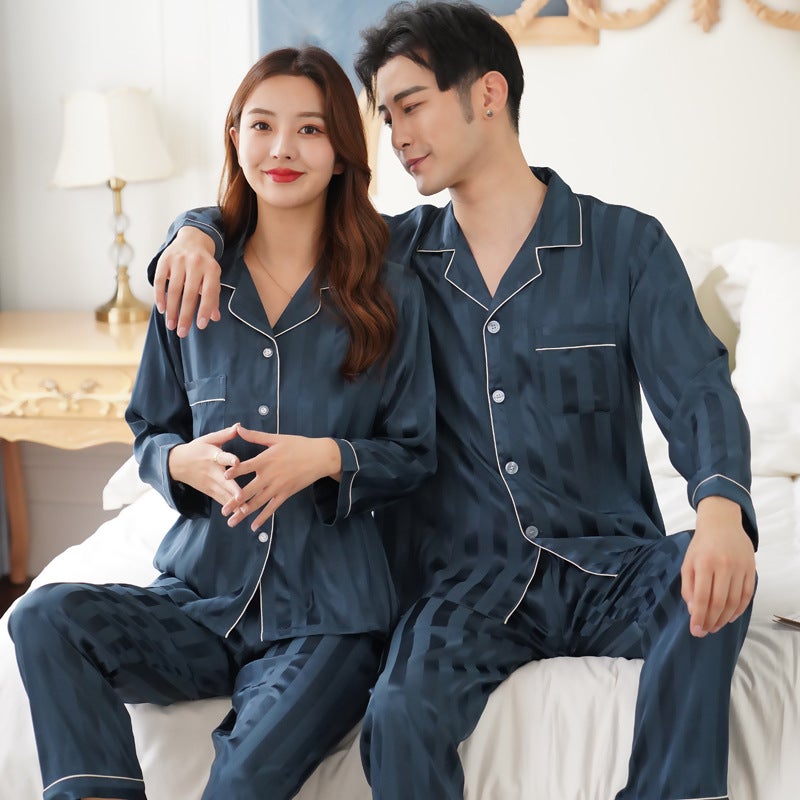 Spring and Summer Square Couple Pajamas Women's Ice Silk Short-sleeved Shorts Summer Silk Men's suit Spring and Autumn Home Clothes - Image 1