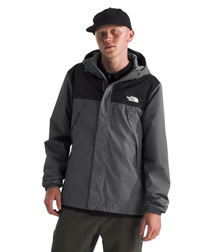 THE NORTH FACE جاكيت أنطورا المقاوم للماء للرجال من ذا نورث فيس (مقاسات عادية وكبيرة) | معطف مطري مقاوم للرياح وماء، غطاء رأس قابل للتعديل 3 قطع، لؤلؤي مدخن/أسود TNF-NPF، كبير - Image 1