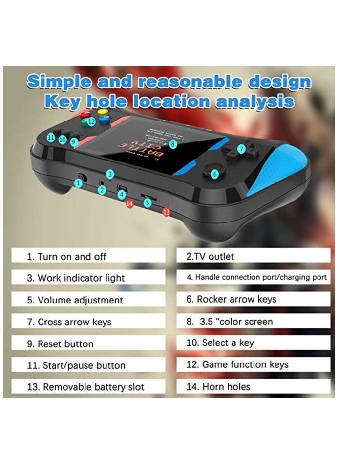 XiuWoo X7M Classic Handheld Game Console for Kids Retro Mini Game Console with 500 Classic Games Support TV Connection & Two Players for Kids  - Image 3