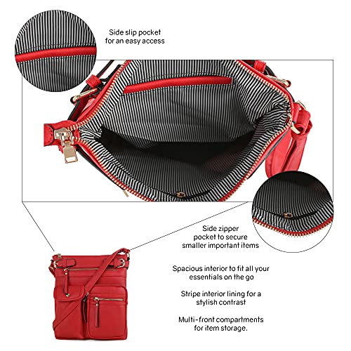 SG SUGU Katie Lightweight Medium Crossbody Bag Shoulder Bag with Multi Pocket for Women | RED - Image 3