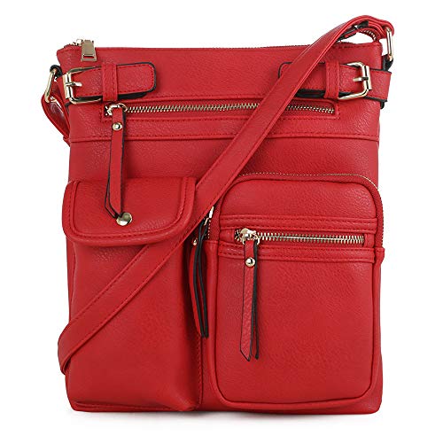 SG SUGU Katie Lightweight Medium Crossbody Bag Shoulder Bag with Multi Pocket for Women | RED - Image 1
