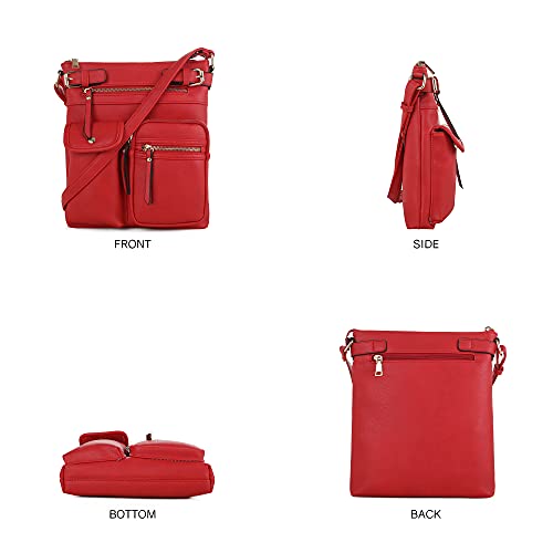 SG SUGU Katie Lightweight Medium Crossbody Bag Shoulder Bag with Multi Pocket for Women | RED - Image 2
