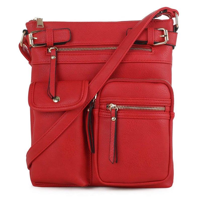 SG SUGU Katie Lightweight Medium Crossbody Bag Shoulder Bag with Multi Pocket for Women | RED - Image 4