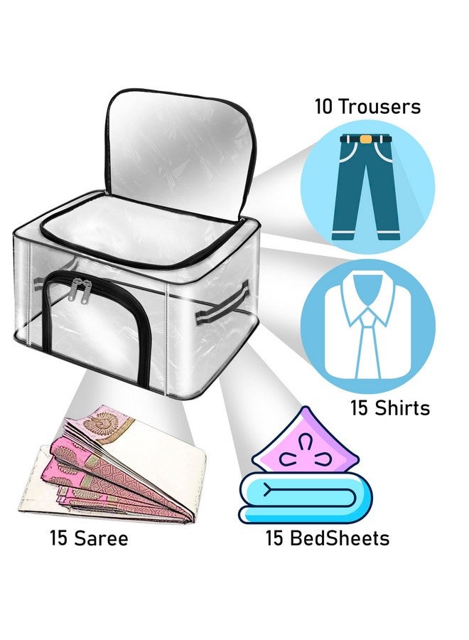 Storite Nylon 33 L PVC Transparent Moisture Proof Storage box for Clothes Closet Wardrobe Organizer for Clothes Saree Bags with Carry Handle (Transparent, 3 Pack) - Image 5