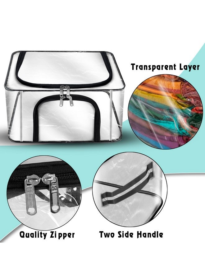 Storite Nylon 33 L PVC Transparent Moisture Proof Storage box for Clothes Closet Wardrobe Organizer for Clothes Saree Bags with Carry Handle (Transparent, 3 Pack) - Image 4