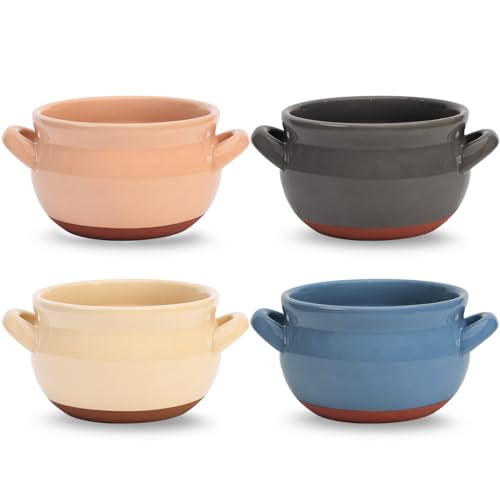 Vumdua French Onion Soup Bowls, 16 oz French Onion Soup Crocks with Handles for Chilli, Cereal, Cereal, Pot Pies, Oven, Broil & Dishwasher Safe, Multicolor, Set of 4 - Image 1